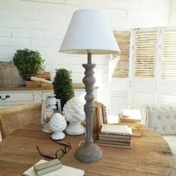 Lampada Legno Grigio Stile Impero H68