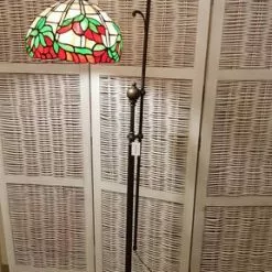 Lampada Tiffany Da Terra Con Fiori Rossi