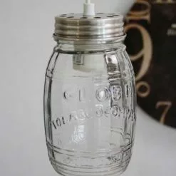 Lampadario Sospensione Barattolo Vetro 20h Cavo Bianco