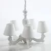 Lampadario Legno Bianco Shabby 5 Luci Con Paralumi
