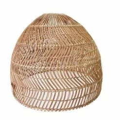 Lampadario Campana Fili Rattan Naturale Intreccio Onde Cm 50