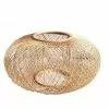 Lampadario Sfera Schiacciata Fili Rattan Naturale Cm 45