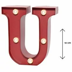 Lettera Metallo Rossa Luminosa U