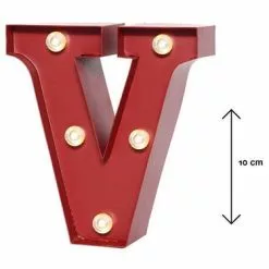 Lettera Metallo Rossa Luminosa V