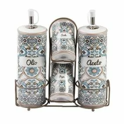 Menage Olio Aceto Sale E Pepe Ceramica Noto Con Supporto