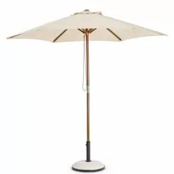 Ombrellone Tondo 2,5 Metri Palo Legno Telo Ecrù