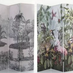 Separè 3 Ante Tela Stampa Colorata Giungla