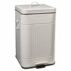 Pattumiera Quadrata Grigio Metallo Vintage Con Pedale 20 Litri