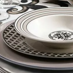 Servizio Piatti Alhambra Bianco E Nero 18pz
