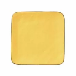 Piattino Quadrato Giallo Porcellana Collezione Mediterraneo