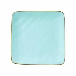 Piattino Quadrato Turchese Porcellana Collezione Mediterraneo