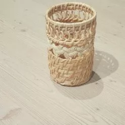 Cestino Porta Grissini In Midollino Traforato E Rattan Naturale14h