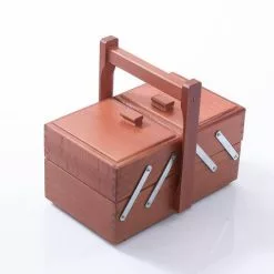 Porta Lavoro Per Cucito Legno Noce 2 Piani