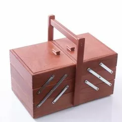 Porta Lavoro Per Cucito Legno Noce 3 Piani Medio