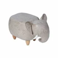 Pouf Animale Elefante Ecopelle Grigio Piedini Legno
