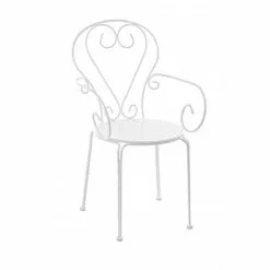 Sedia Con Braccioli Metallo Bianco Modello Romantique