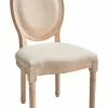 Sedia Legno Sbiancata Imbottita Ecru
