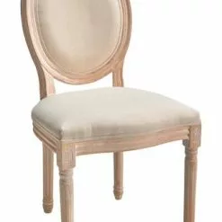Sedia Legno Sbiancata Imbottita Ecru