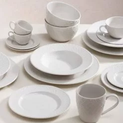 Servizio Piatti Burlesque Bianco Porcellana 18pz