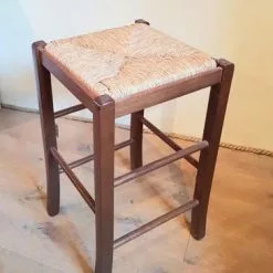 Sgabello Legno Noce Seduta Impagliata 64h
