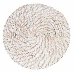 Sottopiatto Intreccio Fitto Rattan Sbiancato 32cm