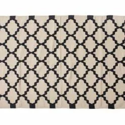 Tappeto Cotone Bianco Geometrie Nere 90x150