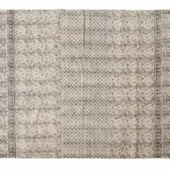 Tappeto Cotone Bianco Stampato Decori Neri 140x200