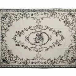 Tappeto Cotone Disegno Vintage Arabesque Nero 120x180