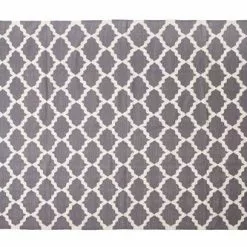 Tappeto Cotone Grigio Geometrie Bianche 140x200