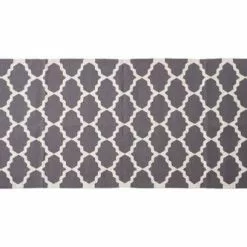 Tappeto Cotone Grigio Geometrie Bianche 70x180