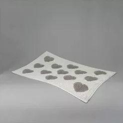 Tappeto Cotone Bianco Cuori Beige Shabby 60x180