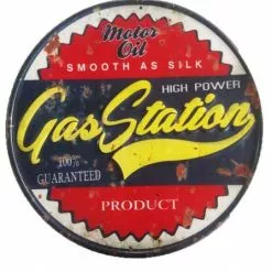 Targa Metallo Gas Station Tonda