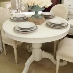 Tavolo Pranzo Legno Bianco Tondo Allungabile