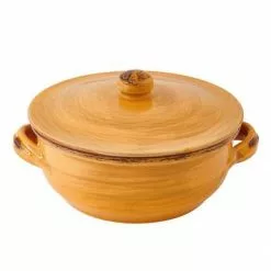 Tegame Terracotta Giallo Da Fuoco Con Coperchio