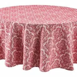 Tovaglia Cotone Damasco Rosso Rotonda Cm180
