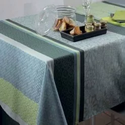 Tovaglia Jacquard Verde Cotone Teflon Collezione Luberon 180x180
