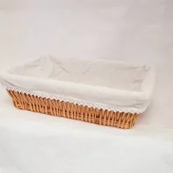 Cesto Vassoio Vimini Miele Con Fodera 41x31x11h