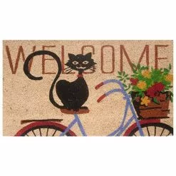 Zerbino Cocco Gatto Su Bici Welcome 40x70
