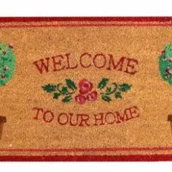 Zerbino Cocco Piante Di Bosso Bordo Rosso 45x75